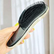 Luxury Rhinestone Anti-Static Hair Brush With Cushion Handle, Suitable For All Hair Types, ABS Plastic Handle Comb, Hair Styling Tool - White - View 10