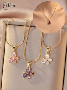 Hihho 1 Vòng Cổ Mặt Dây Chuyền Xương Đòn Đính Đá Cubic Zirconia Nhiều Màu Sắc Galaxy Moon Dành Cho Bé Gái, Với Thiết Kế Hình Giọt Nước 3D Rực Rỡ, Món Quà Trang Sức - Nhiều màu - Xem 11