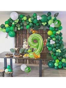 32-Inch Green Number 2 Dinosaur Balloon, Tyrannosaurus Rex, Velociraptor, Triceratops, Stegosaurus Foil Balloon, Suitable For Children's Birthday, Cute Dinosaur Baby Shower Party Decorations - View 11
