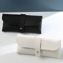 2pcs Solid Buckle Fashion Eyeglass Case, Black & White Colors, Minimalist Elegant, Convenient Portable, Unisex, Ideal For Travel And Luggage Organization, Women Eyewear Accessories - Black and White - View 5