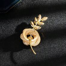 1 pieza Broche de flor de aleación con perlas falsas y diamante de imitación, elegante y de moda, accesorio para ropa y bolsos - Broche de flores - Ver 6