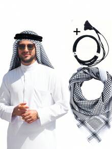 Desert Headscarf, Neck Scarf, Shawl, Arabic Headwear With Agal Rope - Multicolor - View 13