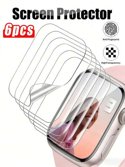 6片装透明兼容水凝胶膜，防刮保护膜，柔软材质，适用于38/40/41/42/44/45/49毫米 Ultra/SE/8/7/6/5/4/3/2/1