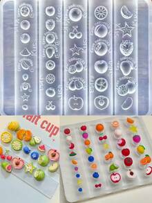 1pc Cute Fruit Basket Shaped Nail Art Mold, Strawberry, Orange, Apple, Lemon, Transparent Silicone Mold Accessory - Clear - View 1