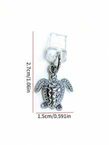 1pc Cartoon Sea Turtle Charm Dust Plug, Compatible With IOS Lightning & Type-C - Gold - View 3