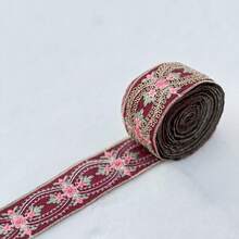 2026 New Release: 100cm Colorful Embroidered Floral Chiffon Ribbon, Suitable For Making Boho Style Bag Straps, Jewelry Crafts And More - Multicolor - View 12