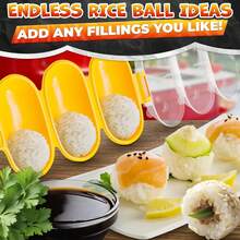 Cetakan Bola Nasi - Cetakan Bola Nasi Mini, Set Cetakan Bola Nasi dengan Sendok, 3 Bagian Ukuran Porsi, Dapat Dikocok Rata dengan Cepat - Alat Multifungsi, Cocok untuk Kotak Bekal, Sushi Gulung, Memasak, Bersih dan Mudah Dilepas dari Cetakan. Plastik - View 8