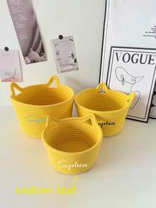 Giỏ đựng đồ thủ công nhiều màu sắc có tay cầm, giỏ đan dây thừng thích hợp đựng đồ chơi trẻ em và mỹ phẩm, giỏ quà tặng khắc chữ theo yêu cầu, giỏ quà tặng ngày lễ cho các cặp đôi, có thể dùng làm vật trang trí phòng khách. - Nhiều màu - Xem 6