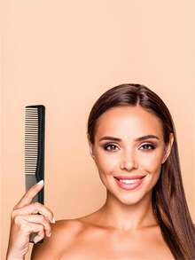 2pcs Black Plastic Dual-Sided Compact Fine-Tooth Straightening Hair Brush For Daily Use - Multicolor - View 3