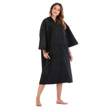 1pc Black Hooded Absorbent Quick-Dry Ultra-Fine Fiber Bathrobe, Suitable For Changing Diapers Surf Poncho Changing Robe With Hood - Black - View 1