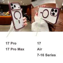 QY-QY-Transparent Magnetic Phone Case, Compatible With IPhone 17 Pro Max, 16, 15, 14, 13, 12, 11 Pro Plus Max, Mini 7, 8, SE, 16e, 7P, X, XR, Xs Max, Shock-Proof Protective Cover, Compatible With Samsung S25 Ultra, S24 Ultra, S23 FE, S22+ -8192 - 酒紅色 - 查看 8