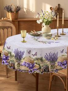 1件复古花卉桌布，牡丹、向日葵和薰衣草印花，蕾丝花边，涤纶材质，适合春季和母亲节主题装饰，防水防污，适用于厨房、餐厅、春季早午餐和母亲节派对 - 彩色 - 查看 36