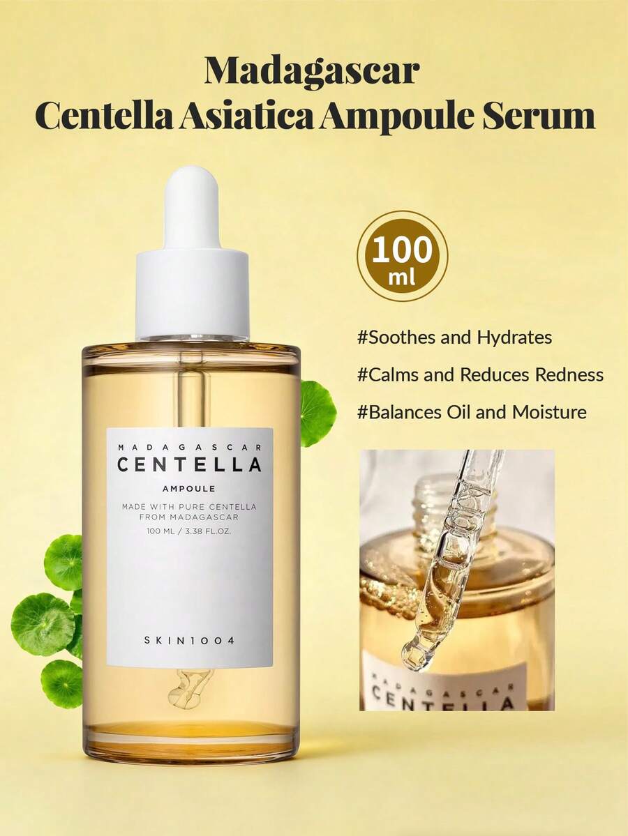 SKIN1004 100ml 1瓶積雪草安瓶精華液,高濃度Cica舒緩泛紅修復屏障,超大容量保濕精華,適合敏感肌臉部敷用 - 積雪草安瓶精華100ml - 查看 1