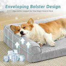 Cooling Dog Bed Orthopedic Foam Dog Bed With Sides Removable Cover And Waterproof Lining And Nons Bottom Comfortable Pet Beds For Dogs Grey 30" L X 20" W X 6" Th - 如圖所示 - 查看 5