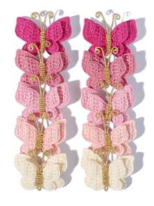 8pcs Soft Plaid Fabric Butterfly Hair Clips, Non-Damaging Side Clamps - Mixed color - View 2