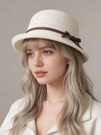 1pc Women Casual Polyester Bucket Hat, Versatile For Daily And Outdoor Use