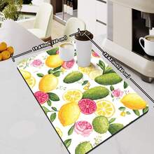 Summer Lemon Print Kitchen Countertop Drying Mat, Quick Dry Trivet For Dining Table, Bar, Coffee Machine, Non-Slip Waterproof Rubber Bottom, Easy To Clean - Mustard Yellow - View 19