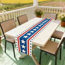 1条美国独立日星形图案桌旗，100%涤纶，亚麻质感，可机洗，不易褪色，不易起皱，柔软舒适，适用于餐厅、茶室、客厅，长方形尺寸：33x91厘米/33x183厘米/33x275厘米 - 杏色 - 查看 9