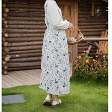 1 chiếc tạp dề in họa tiết hoa lá, kiểu dáng rừng rậm, chất liệu vải lanh, cổ vuông, thắt eo, không tay, thích hợp cho dã ngoại mùa xuân, nấu nướng và sinh hoạt hàng ngày trong nhà bếp. - Hoa xi măng xanh - Xem 4