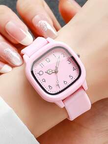 1 chiếc đồng hồ nữ hình vuông Sweet Macaron bằng silicon, có tông màu hồng hoa anh đào dịu nhẹ, phong cách trẻ trung và năng động. - Hồng - Xem 9