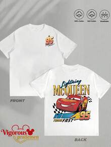 Disney Y2K Style Cars  No.95 Speed Streetwear Short Sleeve T-Shirt - White - View 3