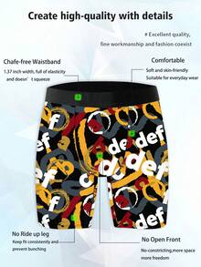 1 chiếc quần boxer nam kiểu dáng độc đáo, họa tiết retro Mỹ, phong cách graffiti đường phố, chất liệu vải dệt kim, dáng rộng thoải mái, thoáng khí và thấm hút mồ hôi, mềm mại và thân thiện với da, quần lót boxer thể thao thường ngày. - Nhiều màu - Xem 5