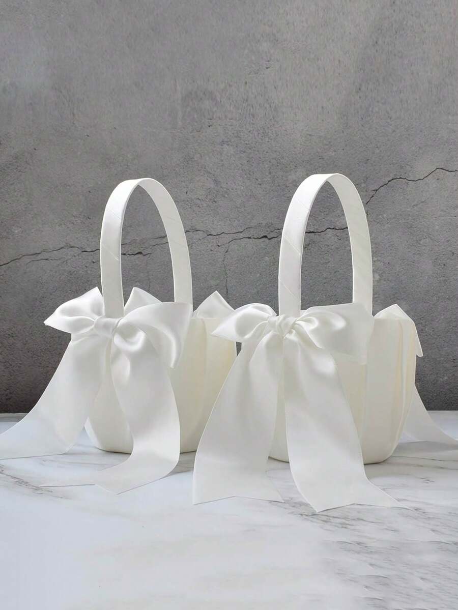 1PC Flower Girl Baskets - Cute Cherish Wedding Flower Baskets - A - View 1