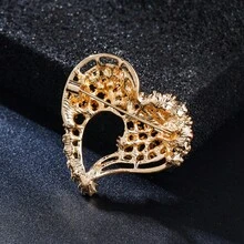 1 chiếc ghim cài áo hợp kim hình trái tim rỗng đính đá thời trang, phụ kiện quần áo và túi xách dành cho nữ. - Trâm cài hình trái tim chạm khắc tinh xảo - Xem 4