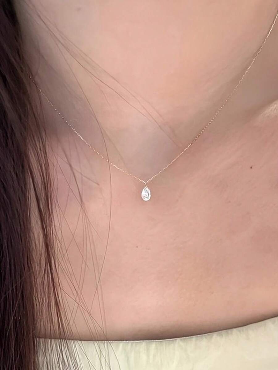 1件优雅简约吊坠项链，镶嵌水滴形锆石，女士日常配饰，礼品 - 項鍊 - 查看 1