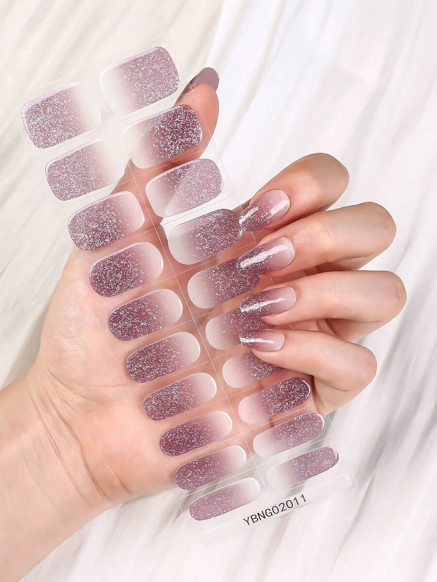 20 pezzi Adesivi per unghie in gel colore nudo, Avvolgenti per unghie in gel semi-curati a degradé rosso, Disegno primaverile | Facili da applicare e rimuovere, Qualità da salone, Lunga durata, Adatti per qualsiasi lampada UV