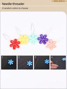 1 Set Multi-Color Practical DIY Hand Embroidery And Punch Needle Tool Kit, Includes: 1 Interchangeable 3-Head Punch Needle, 1 20cm Diameter Embroidery Hoop, 1 Punch Needle Fabric, 1 Embroidery Fabric, 1 Pack Of 16 Embroidery Needles, 1 Pair Of Scissors, 1 Needle Case, 9 Metal Yarn Needles, 1 Random Color Threader, 1 Marking Pen - A - View 10