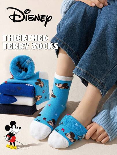 Disney 8 Pairs Official Cartoon Kids Crew Socks For Boys & Girls, Cute Korean Style, Soft Breathable Socks For Spring, Autumn & Winter, Ideal For Baby, Students & Daily Wear