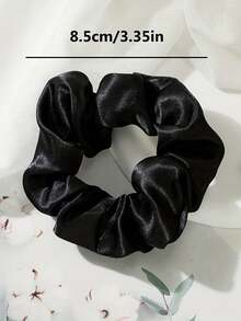5pcs Premium Classic Black, White & Brown Satin Scrunchies, Soft & Damage-Free, 8.5cm Diameter Hair Ties, Ideal For Women & Girls Daily Hairstyles Like Buns & Ponytails, Great Christmas, Valentine's Day, Birthday, Holiday Gift - Multicolor - View 6