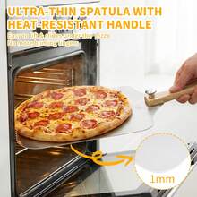 Pizza Peel Set With Pizza Cutter Metal Pizza Spatula With Foldable Wooden Handle Pizza Server For Home Pizza Baking - View 6