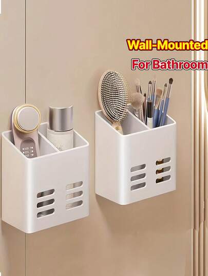 1 chiếc kệ đựng đồ treo tường phòng tắm, thích hợp để sắp xếp các loại mỹ phẩm nhỏ, bao gồm giá đựng bàn chải đánh răng và mặt dây chuyền trang trí, phù hợp với tủ phòng tắm, có thể để kem đánh răng và cọ trang điểm gần bồn rửa mặt.