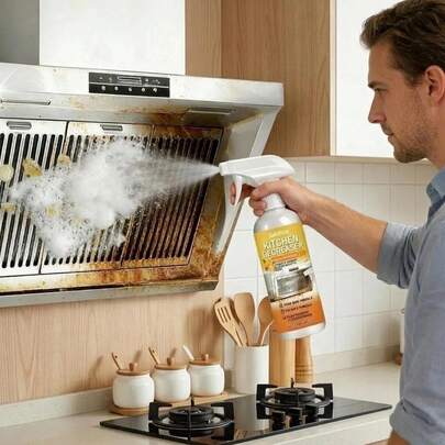 1 pieza Limpiador de cocina, adecuado para limpiar estufa, horno, placa de cocción, elimina la grasa y las manchas persistentes, ayuda a facilitar la limpieza de la cocina, el horno, los azulejos, el inodoro, el fregadero y talla grande