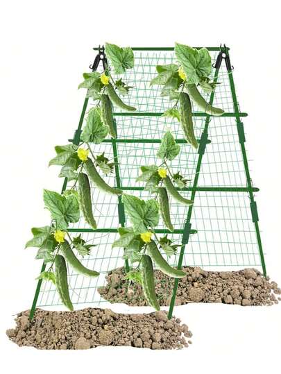 Garden Cucumber Trellis For Climbing Plants Outdoor, 47x15 Inch A Frame Cucumber Trellis For Garden Raised Bed, Plant Support For Vegetable Vine Pea Bean, With Netting