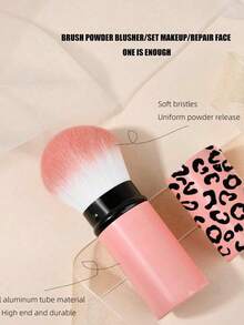 1pc Large Soft Retractable Makeup Brush, Leopard Print, Blush Brush, Powder Brush, Highlighter Brush, Portable Face Makeup Brush With Protective Cap - Multicolor - View 7
