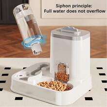 Automatic Pet Dog Cat Feeder And Water Dispenser Combo, Large Capacity Pet Food And Water Station With Multi-Pet Integrated Bowls (Grey) - 2.2L Grains - 1.1L Water - View 7