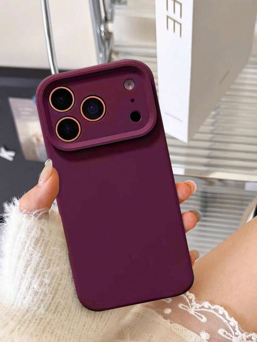 1pc Dopamine Liquid Silicone Phone Case Suitable For IPhone 17/17Pro/17ProMax/16ProMax/16/16Pro/16Plus/15/15ProMax/15Pro/11/12/13/14ProMax/11Pro/11ProMax/12Pro/12ProMax/13Pro/13ProMax/14Pro/14ProMax, Creative & Elegant Design - Burgundy - View 1
