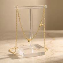 1pc Customized Gold Heart-Shaped Name Necklace, Personalized Heart-Shaped Pendant, Women's Custom Carved Name Necklace, Cute Minimalist Love Accessory, Fashionable Charm Necklace, Daily Fashion Jewelry, Birthday And Valentine's Day Gifts, Pet Enthusiast Gifts - Gold 2 - View 6