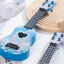 Cartoon Ukulele, Beginner Playable Musical Instrument Toy Guitar, Cartoon Starry Sky Cat, Heart, Lucky Clover Guitar, Beginner Practice Instrument, Family Gathering Music Toy, Animal Pattern Realistic Playable Guitar - Multicolor - View 7