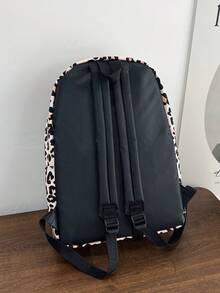 时尚豹纹女式双肩包，多口袋大容量轻便多功能双肩包，适合大学生和高中生使用。 - 卡其色 - 查看 10