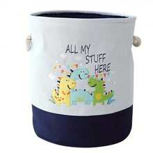 Yiuswoy 1个可折叠动物纹收纳篮 - 恐龙、狮子和长颈鹿图案，加厚布料整理箱，可用于收纳衣物、玩具和家居用品，家居装饰 - 彩色 - 查看 17