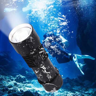 IP88 Waterproof Underwater Dive Light Dual Color LED Diving Flashlight 100m Depth Rating For Diving Snorkeling Caving And Outdoor Water Sports