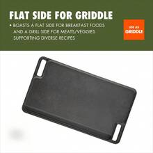 Deluxe Cast Iron Reversible Grill Griddle Plate, Black, 16 X 9 Inch - default - View 5