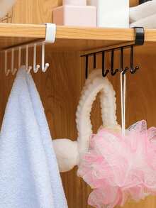 6 Hook Coffee Cup Mug Holder Black White Hooks Shelf Multifunction Kitchen Cabinet Sundries Organizer Storage Hanger - Multicolor - View 1