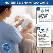 No-Rinse Cleanlife Products Shampoo Cap - Waterless, Rinseless Hair Washing And Conditioning Shower Caps For Bathing Elderly, Bedridden, Hospital Patients - Disposable, Hypoallergenic - Màu A - Xem 3