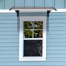40*38in Household Application Door & Window Rain Cover Eaves Brown Board & Black Holder - Brown - View 12