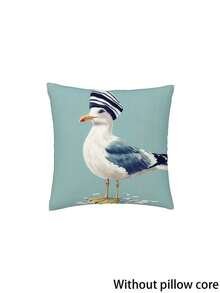 1/2/4 件装单面枕套，图案为戴帽子的海鸥，采用柔软耐用的涤纶面料，拉链封口，适用于家居、沙发和床上用品，不含枕芯。 - 薄荷藍 - 查看 2
